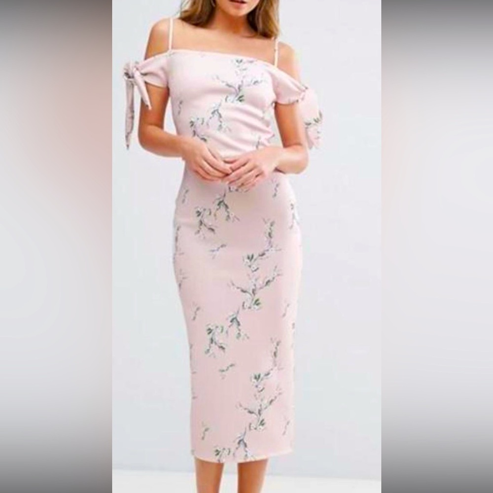 Elegant Pink Floral Midi Dress